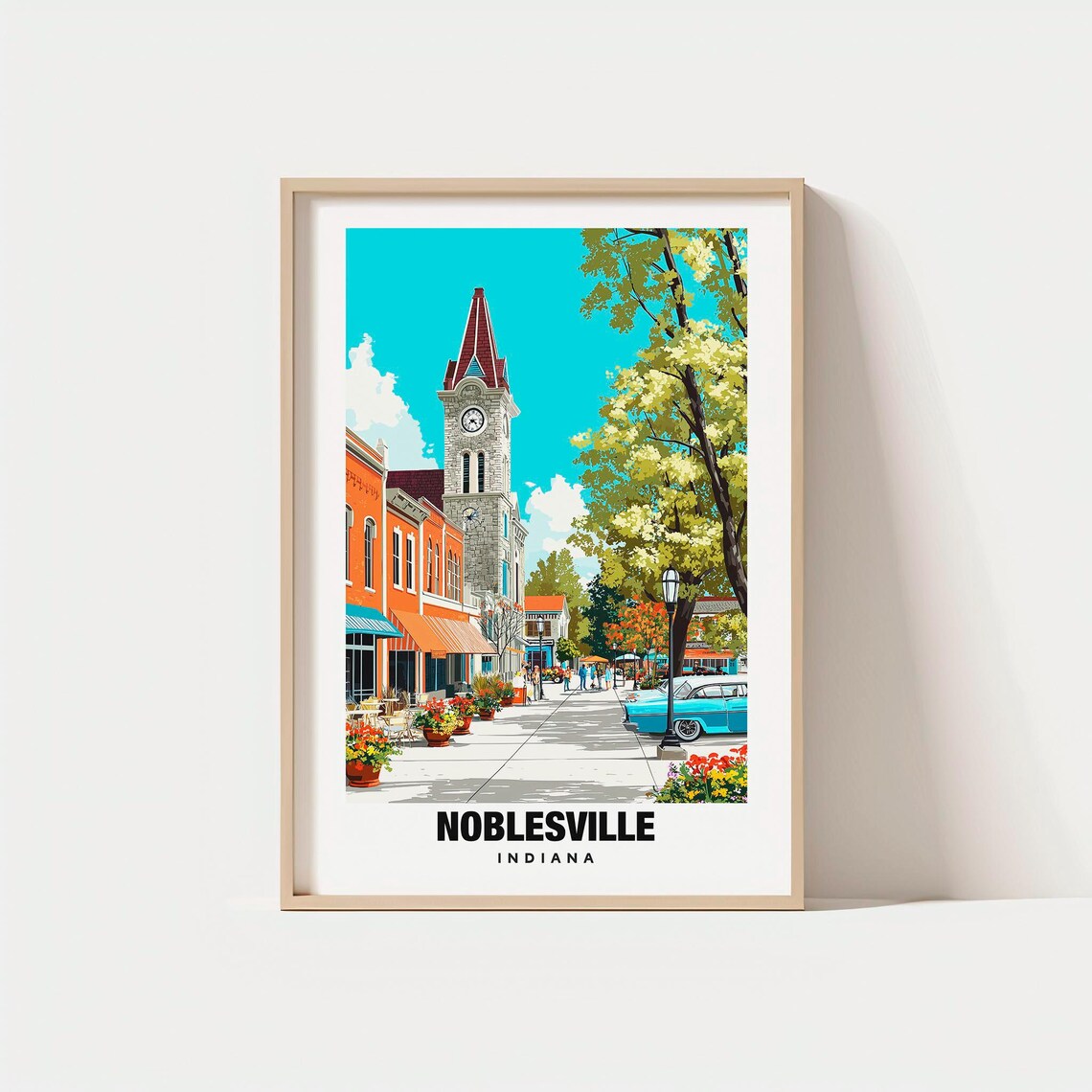 Noblesville Indiana Historic Main Street Clock Tower Americana Poster