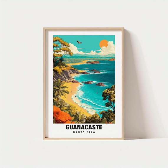 Guanacaste Print Costa Rica Poster Beach Views Pacific Charm Beauty Tropical Scenery Travel Decor