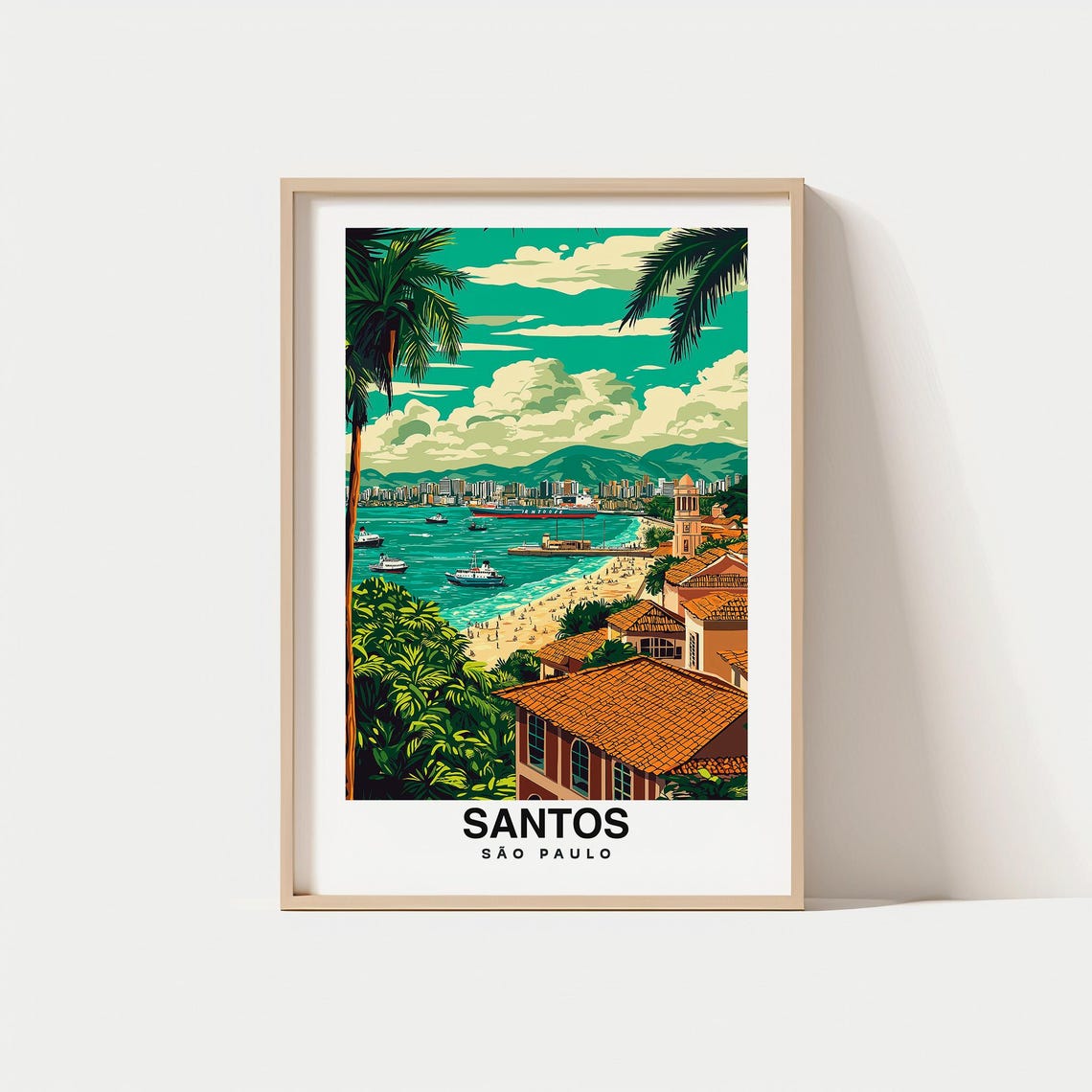 Santos Travel Print Sao Paolo Brazil Travel Gift City Poster Wedding Gift Birthday Present Brazil Culture