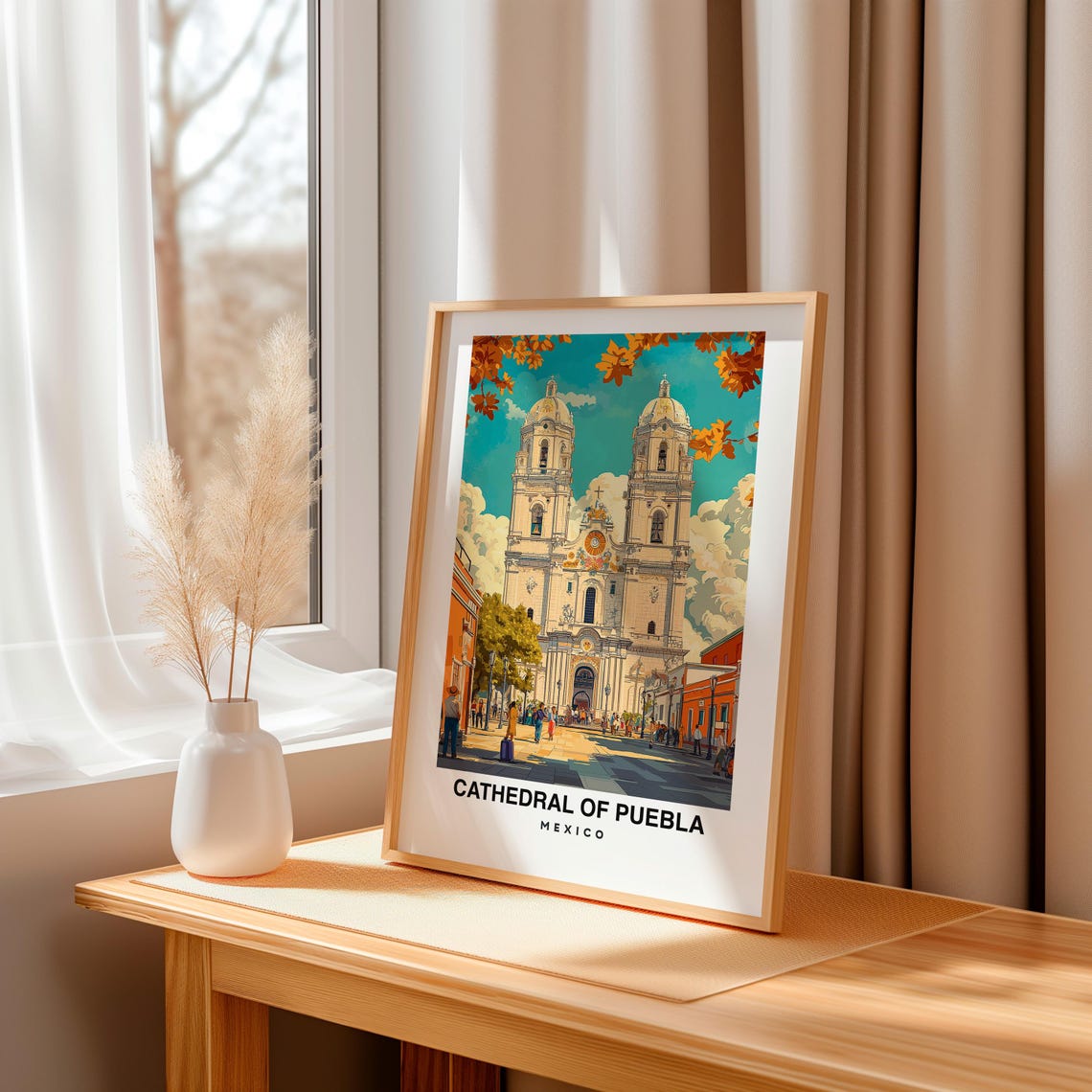 Cathedral Of Puebla Travel Print Wall Art Puebla Mexico City Print Cathedral Of Puebla Travel Gift Cathedral Of Puebla Poster Wall Art - Image 3