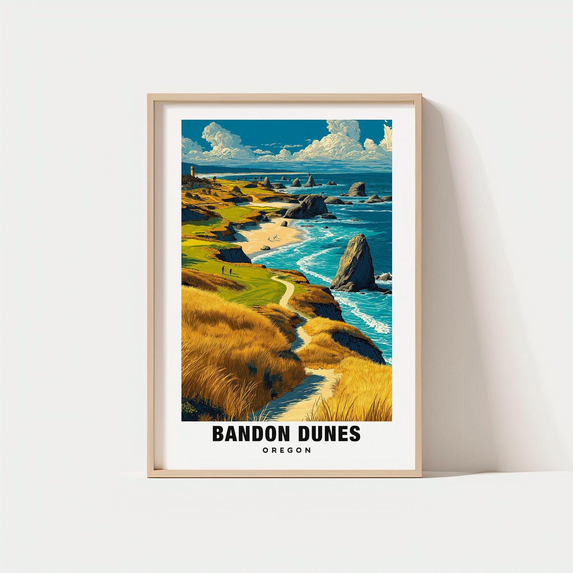 Bandon Dunes Oregon Coastal Golf Course Sea Stacks Art Poster