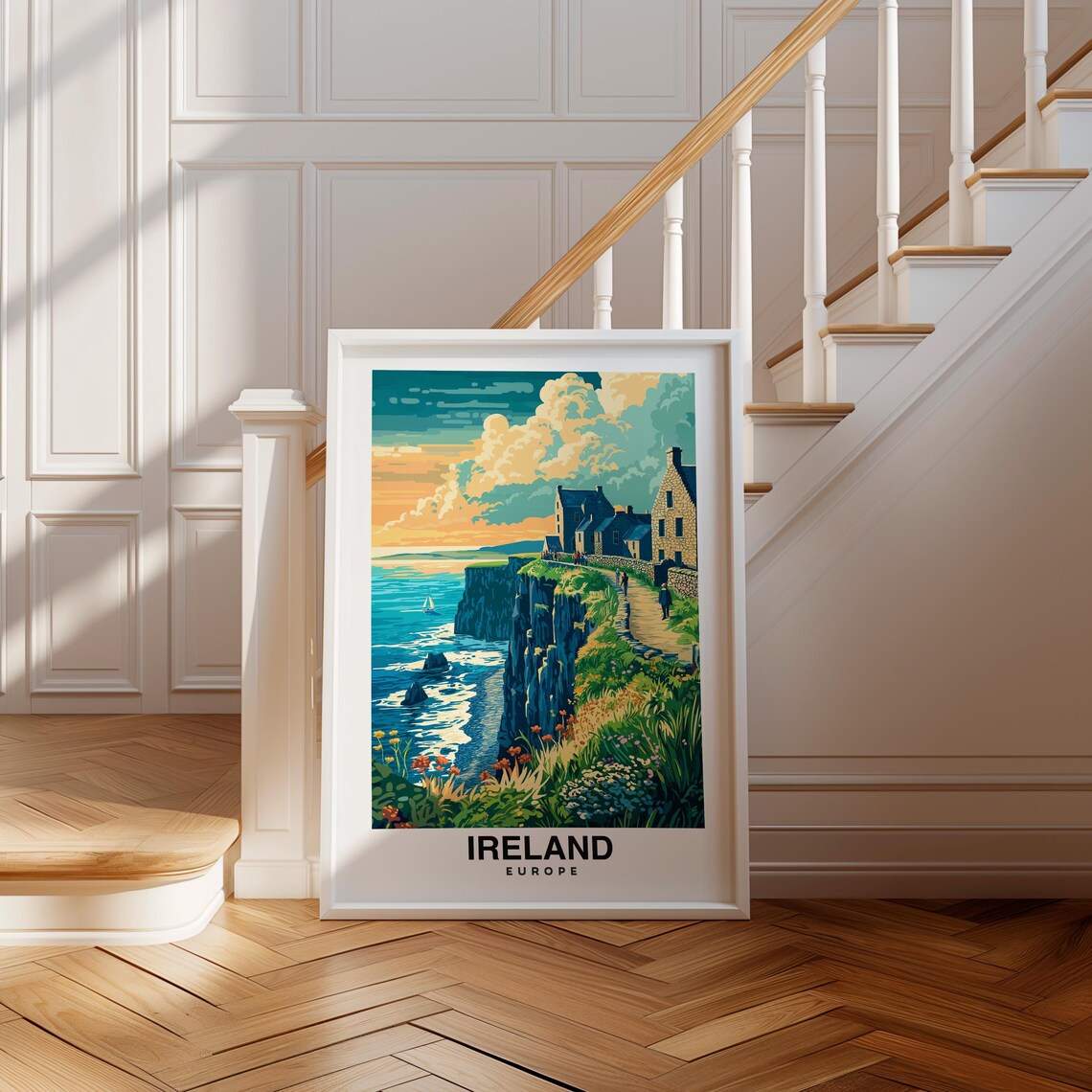 Ireland Ireland Travel Poster Europe City Skyline Ireland Poster Birthday Present Wedding Gift Ireland Tourism