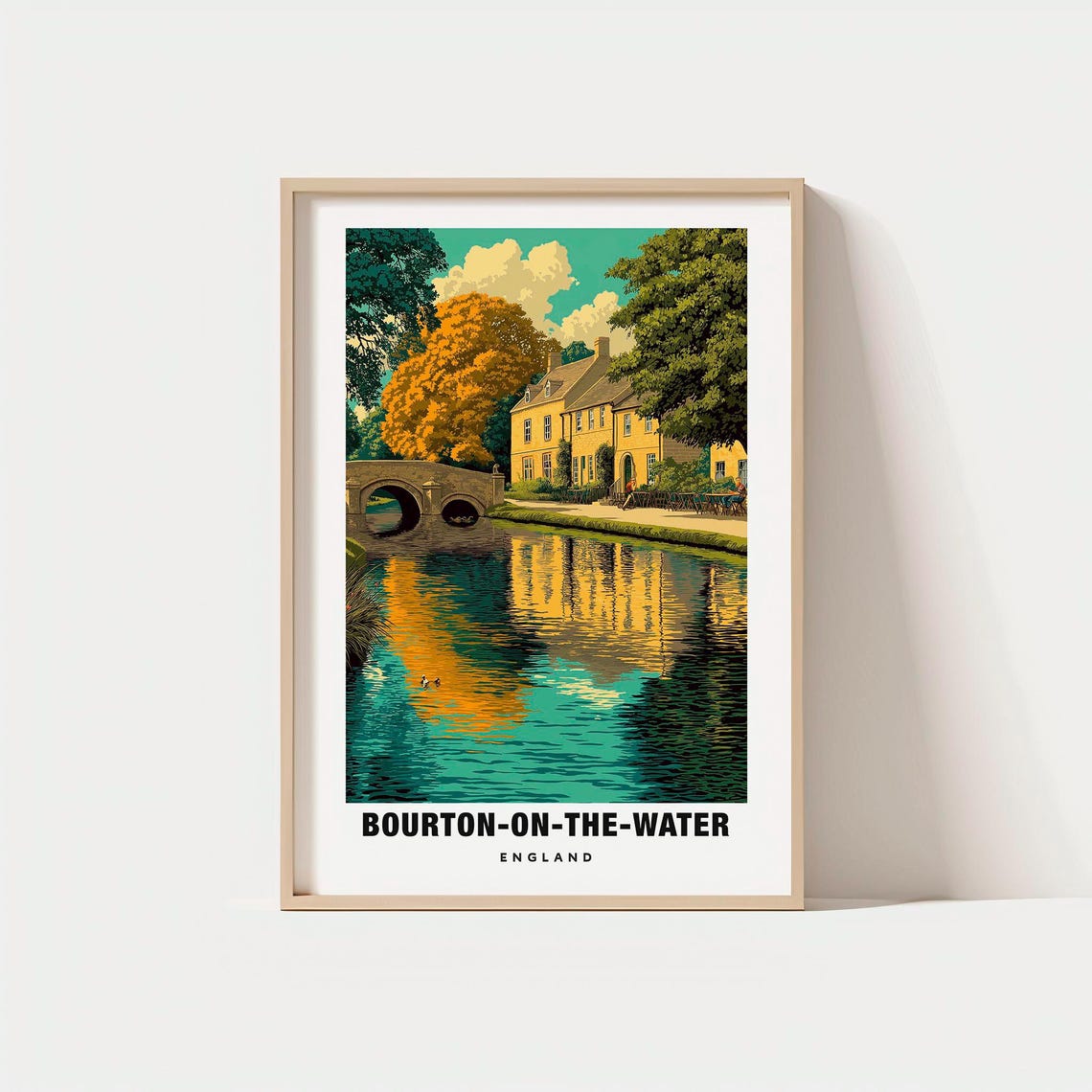 Bourton on the Water England Stone Bridge River Village Poster