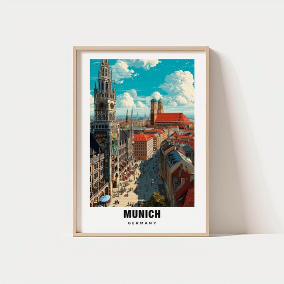 Munich Germany Marienplatz Square and Gothic Town Hall Poster