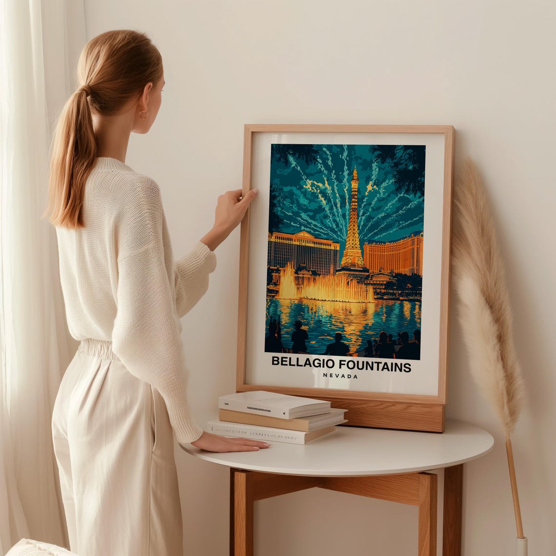 Las Vegas Fountains Travel Print Las Vegas Fountains Usa Landmark Landmark Poster Birthday Present - Image 2