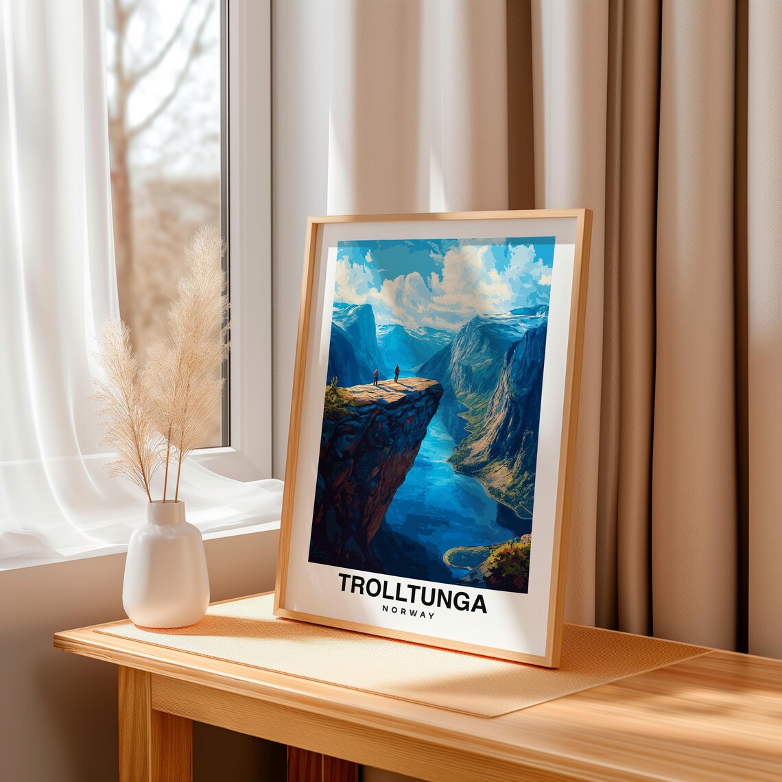Trolltunga Print Norway Poster Travel Wall Art Mountain Print Scenic Art Nature Decor Fjord View Nordic Landscape Travel Poster - Image 3