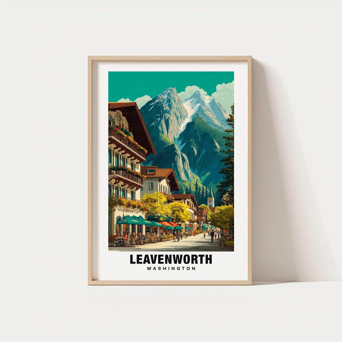 Leavenworth Washington Bavarian Village Street Mountain Poster
