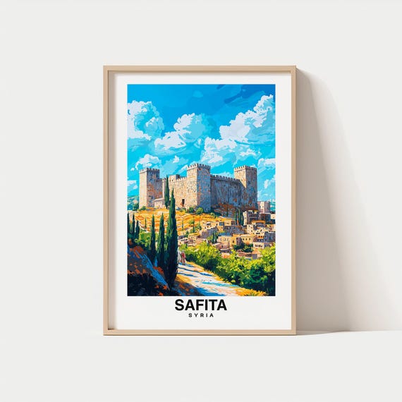 Safita Print Travel Poster Syrian Art Historic Town Scenic Views Cultural Heritage Mountain Charm Ancient Architecture Syria Print