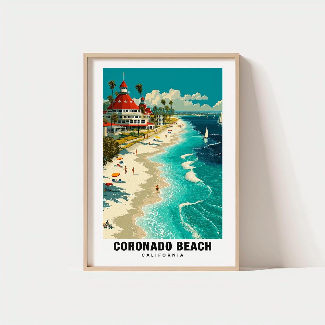 Coronado Beach California Shoreline Hotel Del Style Beach Poster