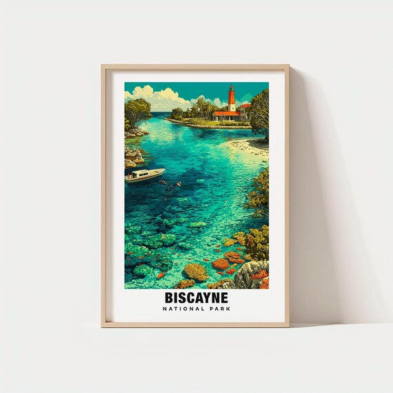Biscayne National Park Florida Lighthouse Coral Reef Snorkel Poster