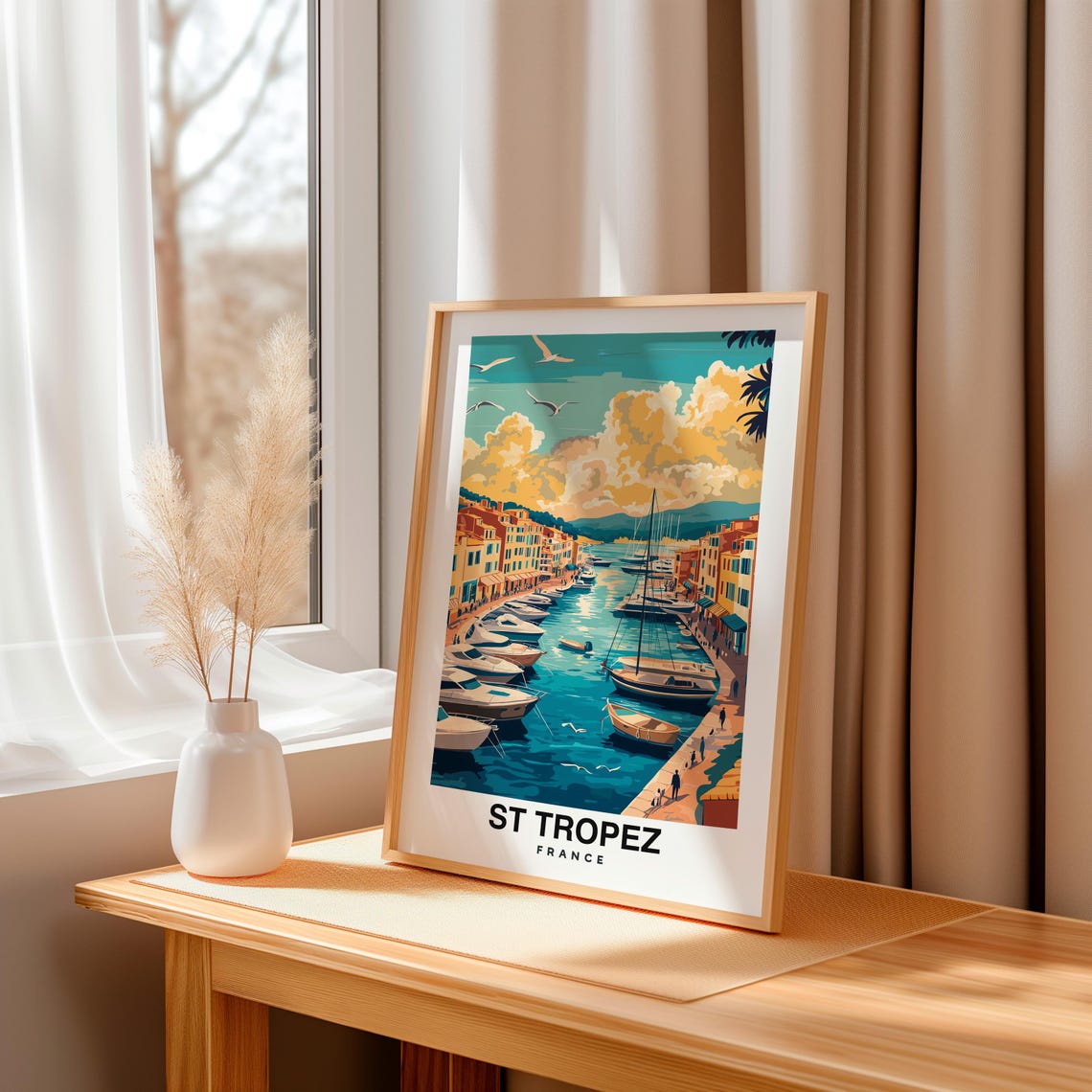 St Tropez Print France Poster Travel Wall Art Coastal Print Scenic Art Beach Decor Ocean View French Riviera Travel Poster - Image 3