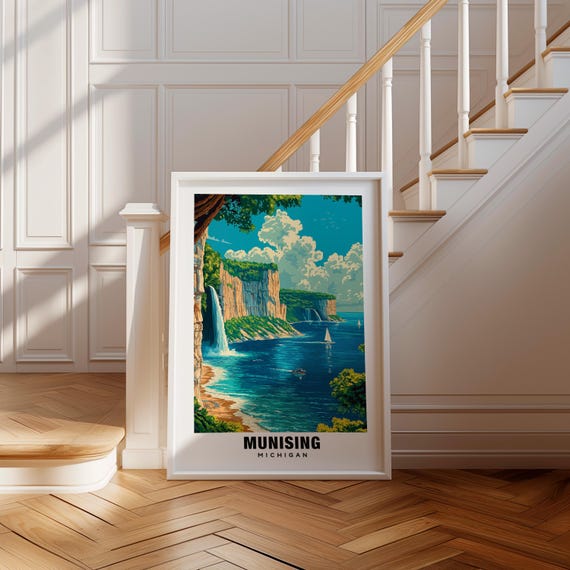 Munising Print Michigan Poster Munising Views Munising Art Michigan Charm Munising Beauty Scenic Landscape Lake Superior Michigan