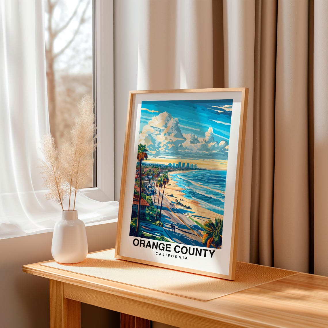 Orange County Print California Poster Travel Wall Art Coastal Print Usa Poster Scenic Art Beach Decor Landscape Print Travel Poster - Image 3