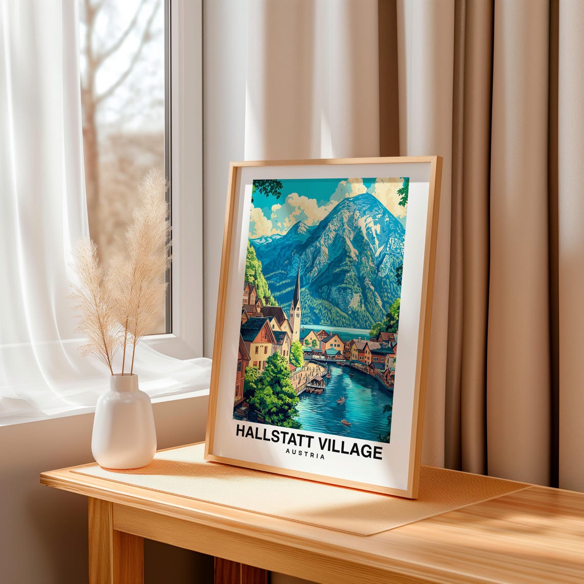 Hallstatt Village Travel Print Wall Art Hallstatt Austria City Print Hallstatt Village Travel Gift Hallstatt Village Poster Wall Art - Image 3