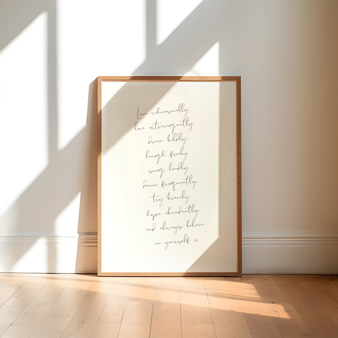 Live Whimsically Hand Lettered Inspirational Uplifting Quote Wall Art