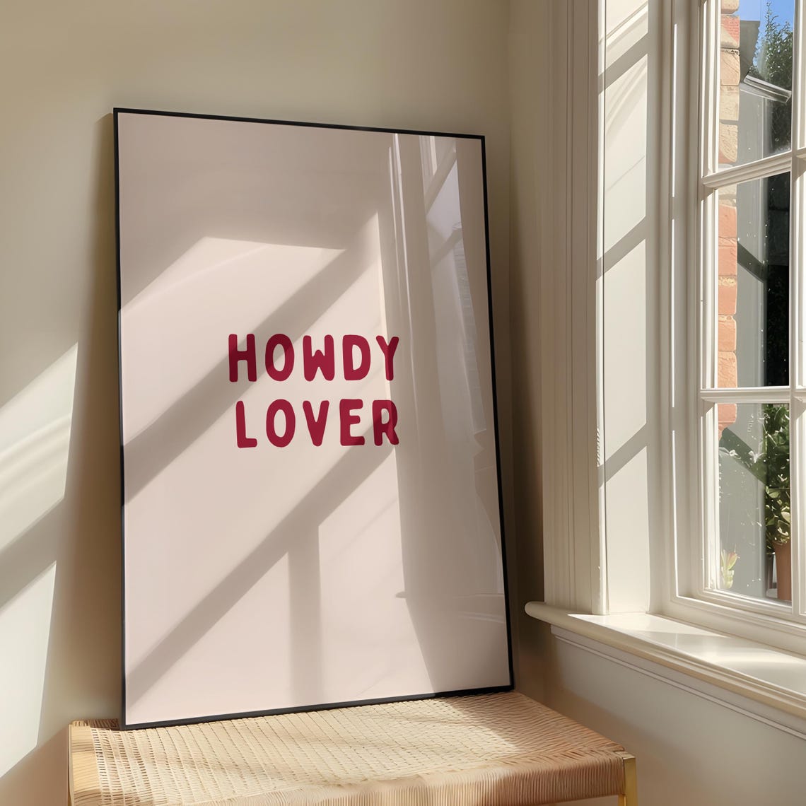Howdy Lover Red Lettering Western Style Cowgirl Quote Poster