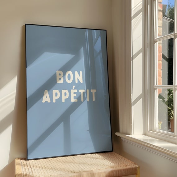 Bon Apptit Wall Art Print Bold Sassy Humour Artwork Funny Kitchen Poster Design French Quote