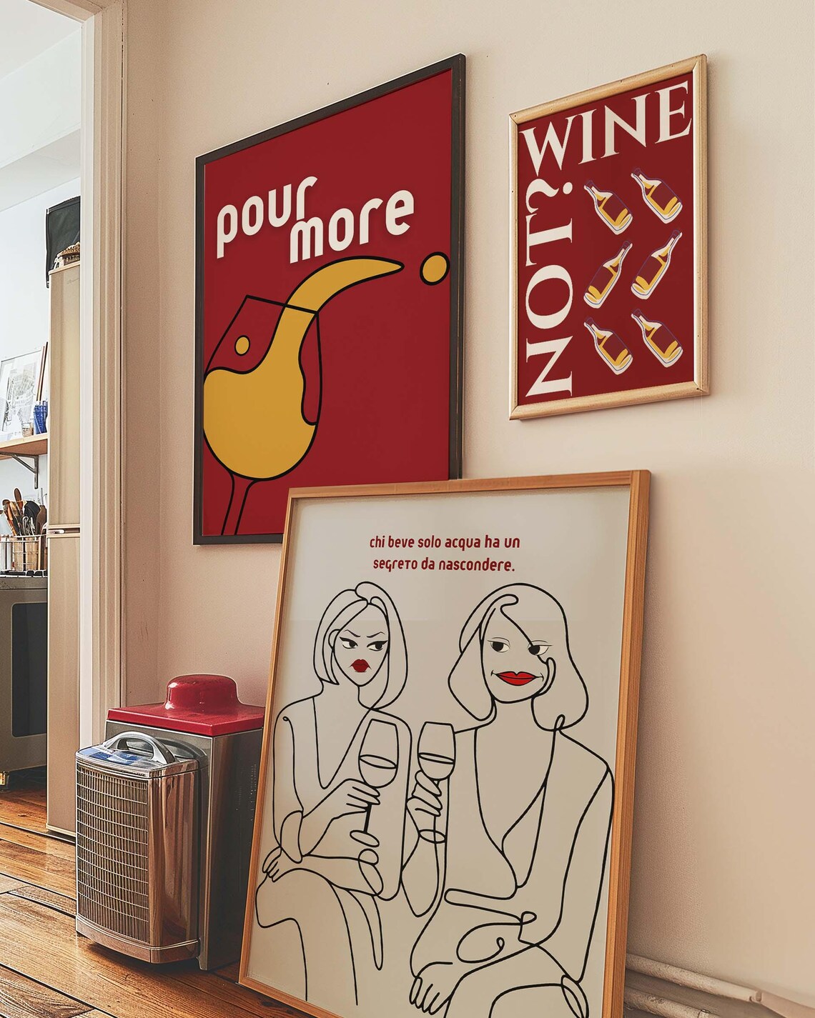 Wine Lover Poster Set, Modern Bar Kitchen Decor - Image 4
