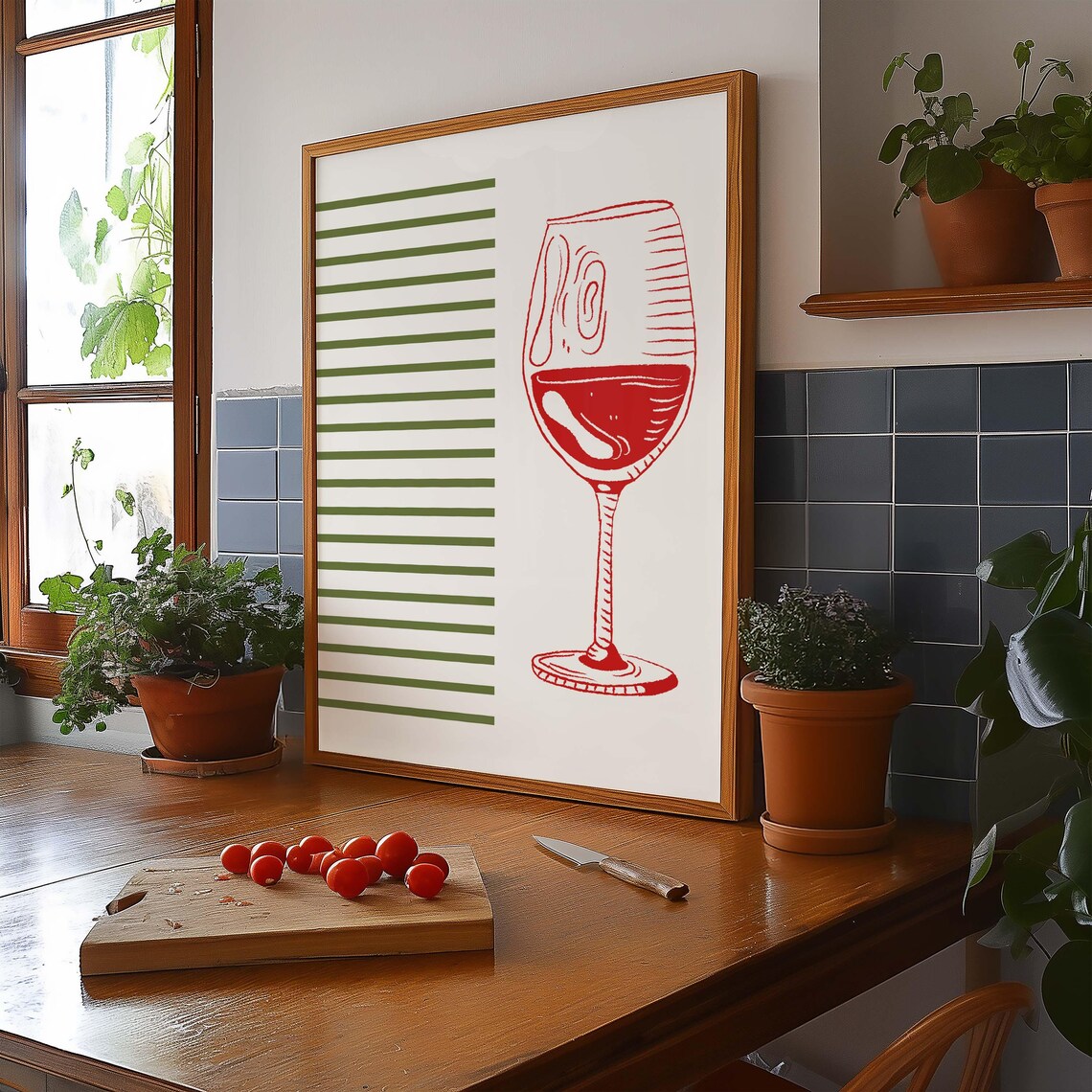 Red Wine Retro Dinner Table, Maximalist Kitchen - Image 3