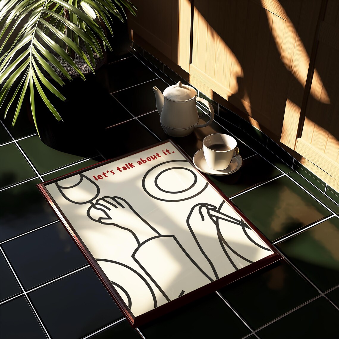 Lets Talk About It - Minimal Dining Line Art Poster - Image 3