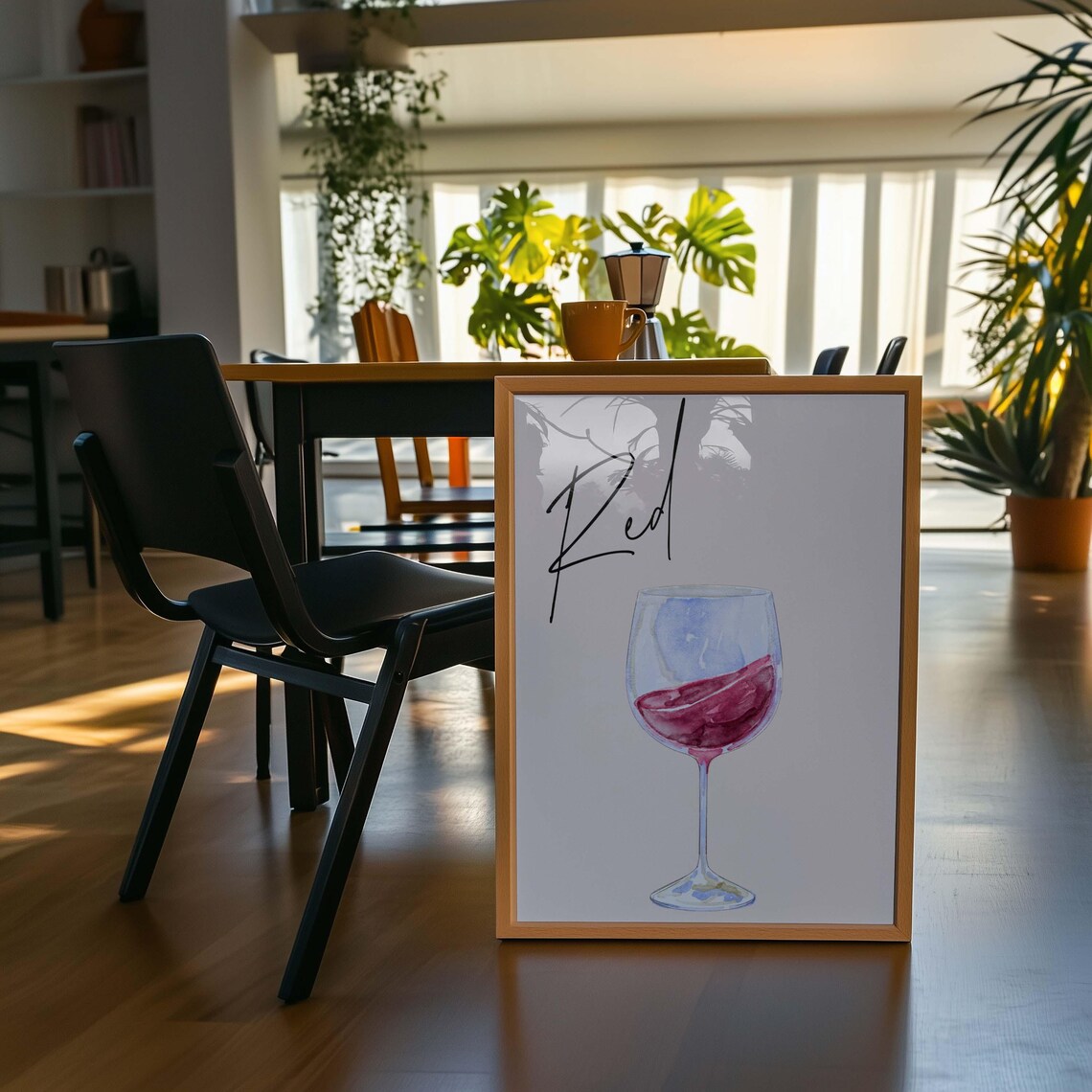 Red Wine Glass Elegant Bar Kitchen Art Print - Image 3
