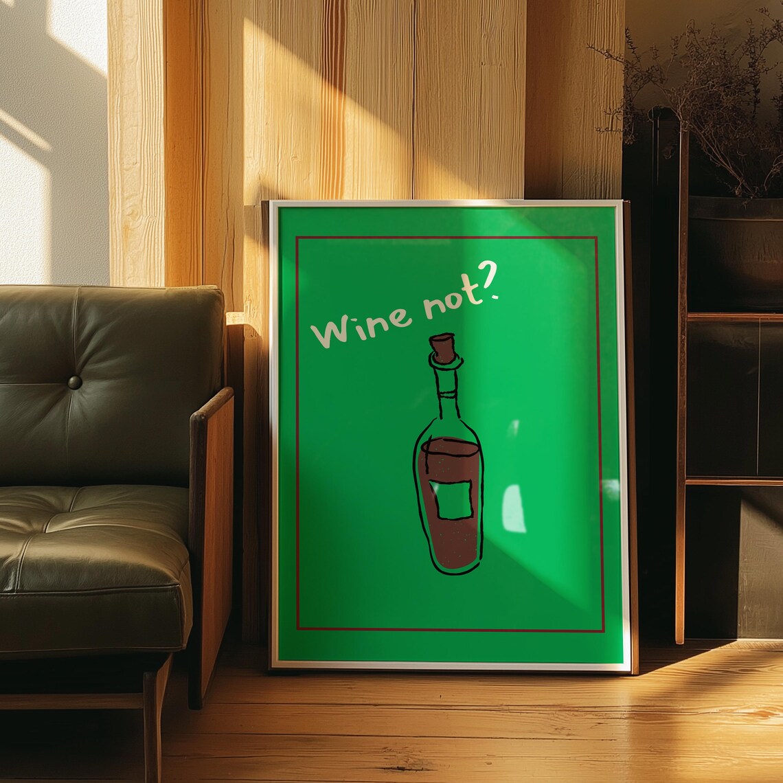 Wine Not Poster, Funny Kitchen Wall Art - Image 3