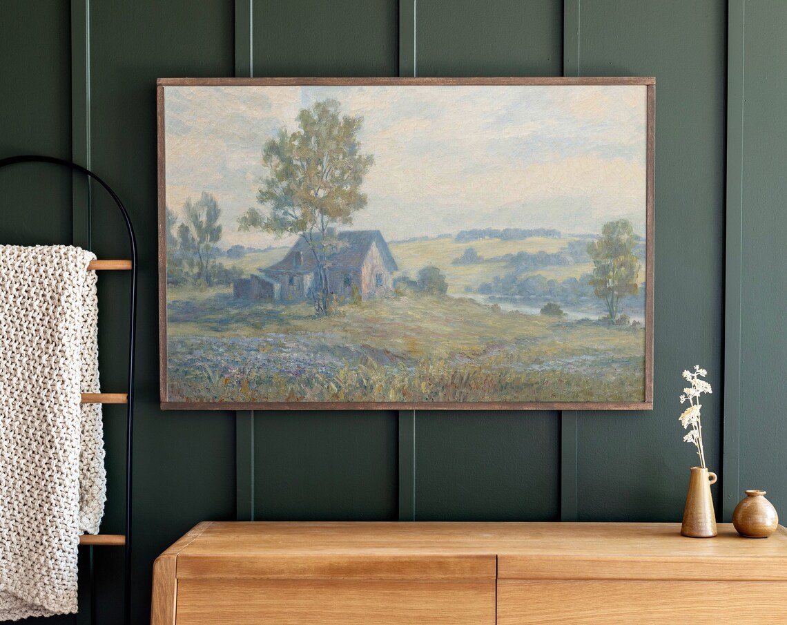 Vintage Countryside Landscape, Old Barn Art Print - Image 3