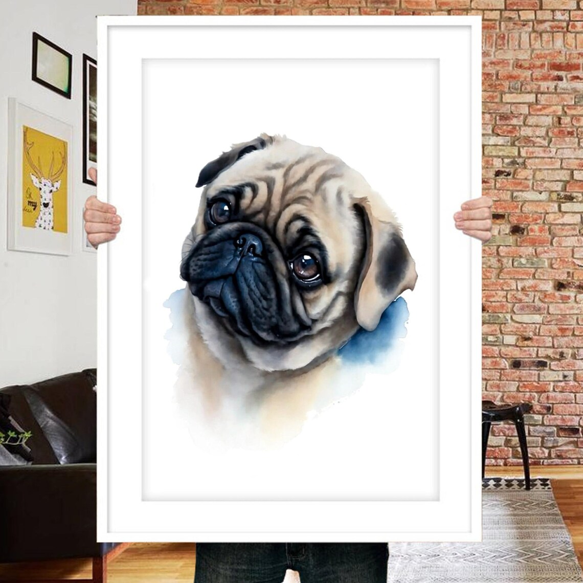 Custom Dog Portrait, Watercolor Pet Memorial Gift