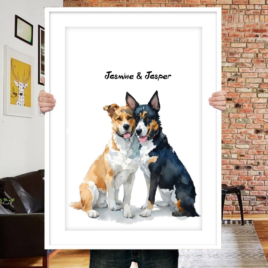 Two Pet Portrait, Christmas Gift Pet Memorial - Image 5