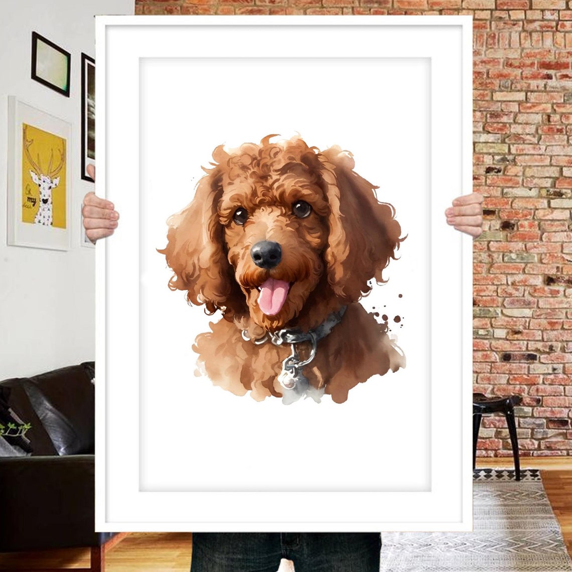 Custom Dog Portrait, Hand Painted Watercolor