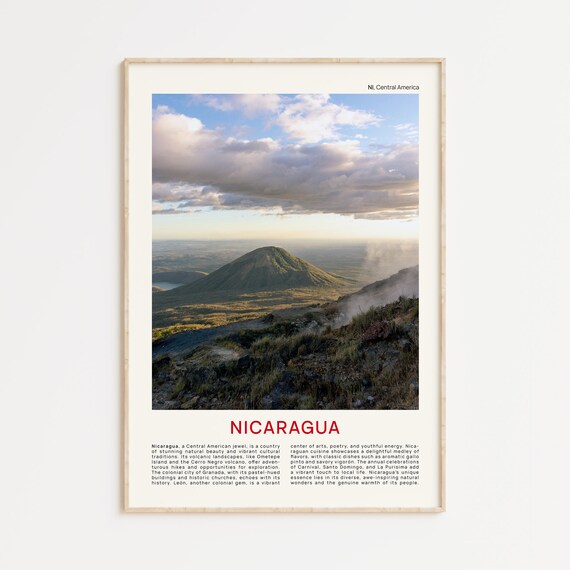 Nicaragua Volcano Sunset Landscape Film Photography Travel Poster