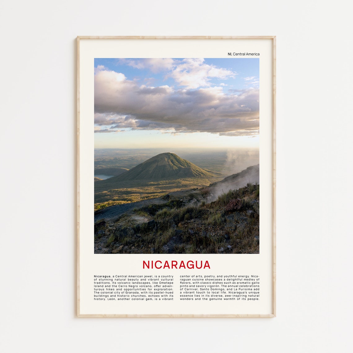 Nicaragua Volcano Sunset Landscape Film Photography Travel Poster