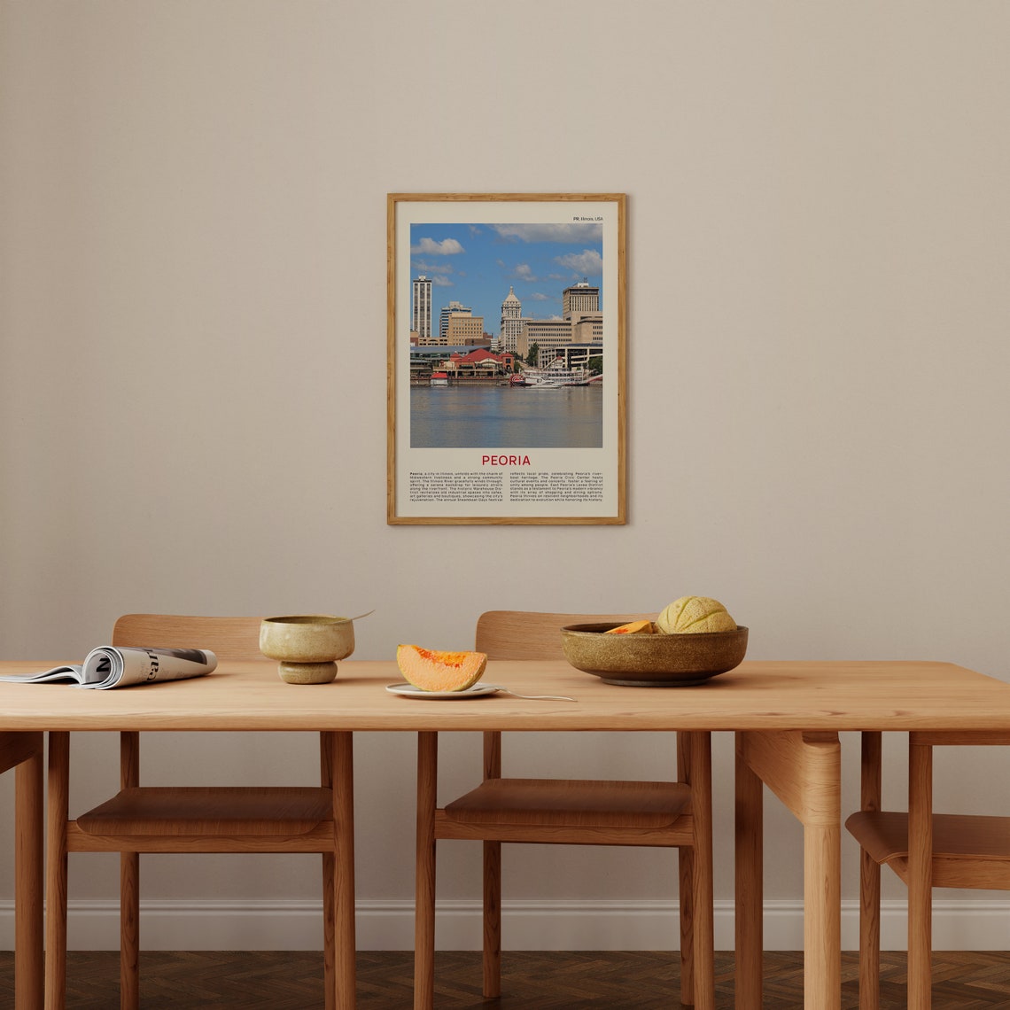 Peoria Illinois Riverfront Skyline and Paddleboat USA Photo Poster - Image 4