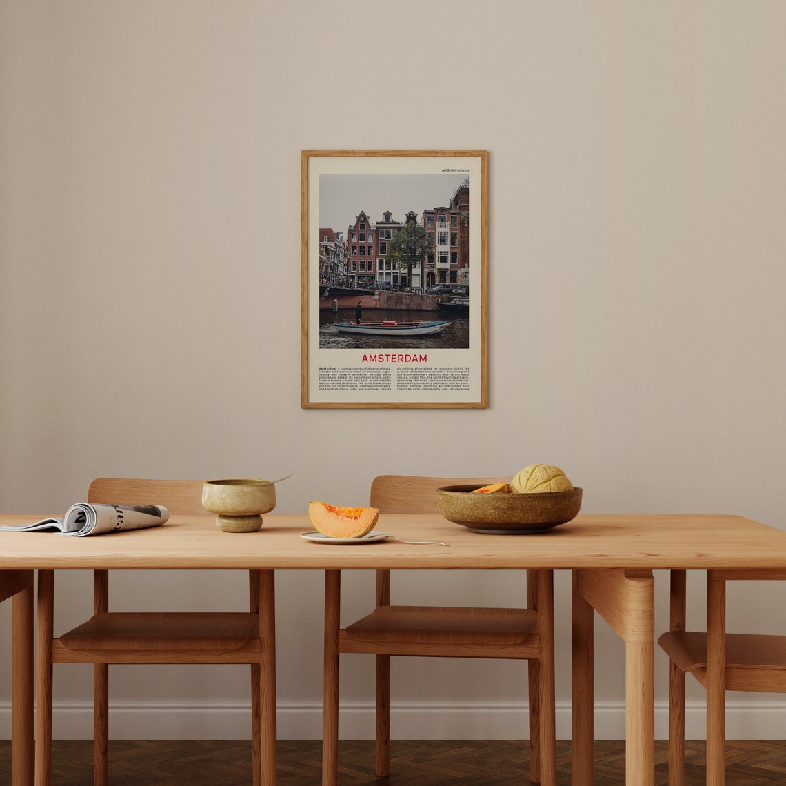 Amsterdam Canal Boat Past Brick Gabled Houses Netherlands Photo Poster - Image 3