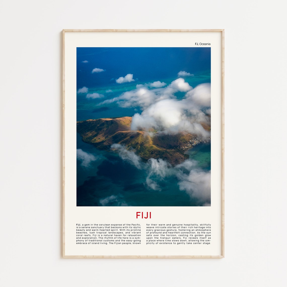 Fiji Island Aerial View Through Clouds Over Tropical Blue Sea Poster