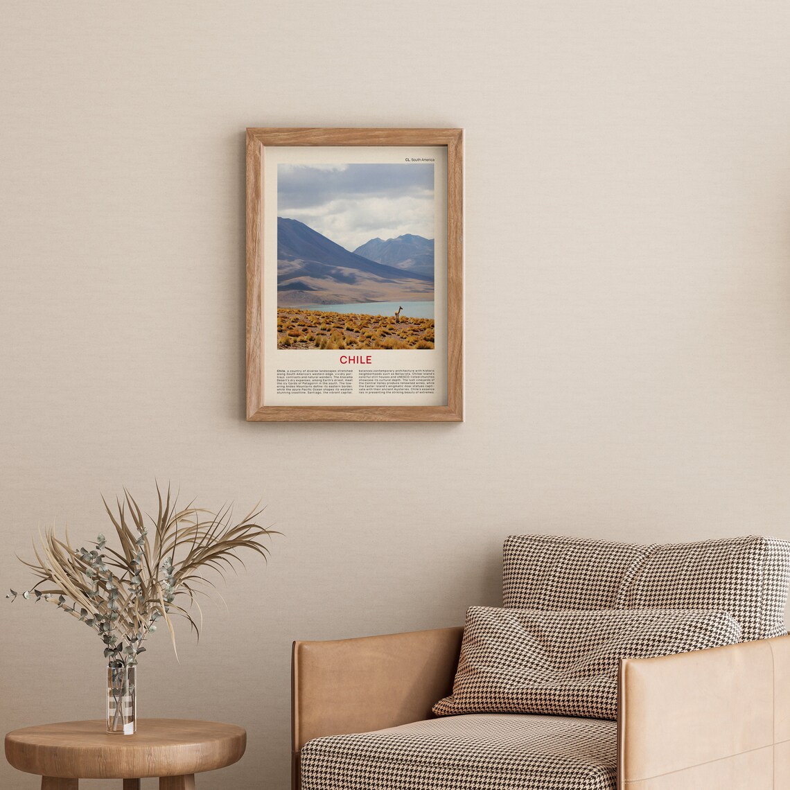Minimalist Chile Travel Photo Poster Featuring a Guanaco in the Altiplano - Image 3