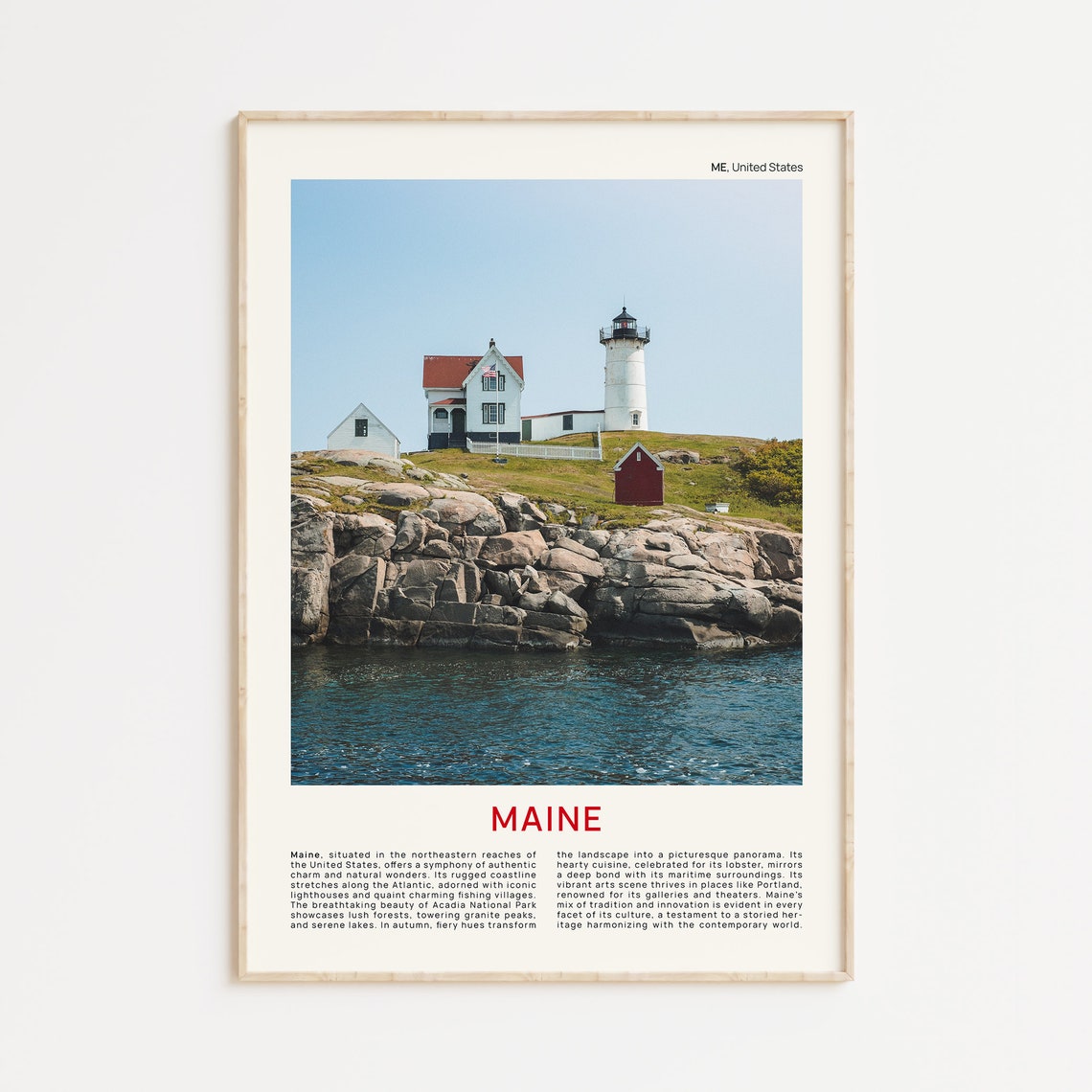 Maine Rocky Coast Lighthouse Classic Film Photography Travel Poster
