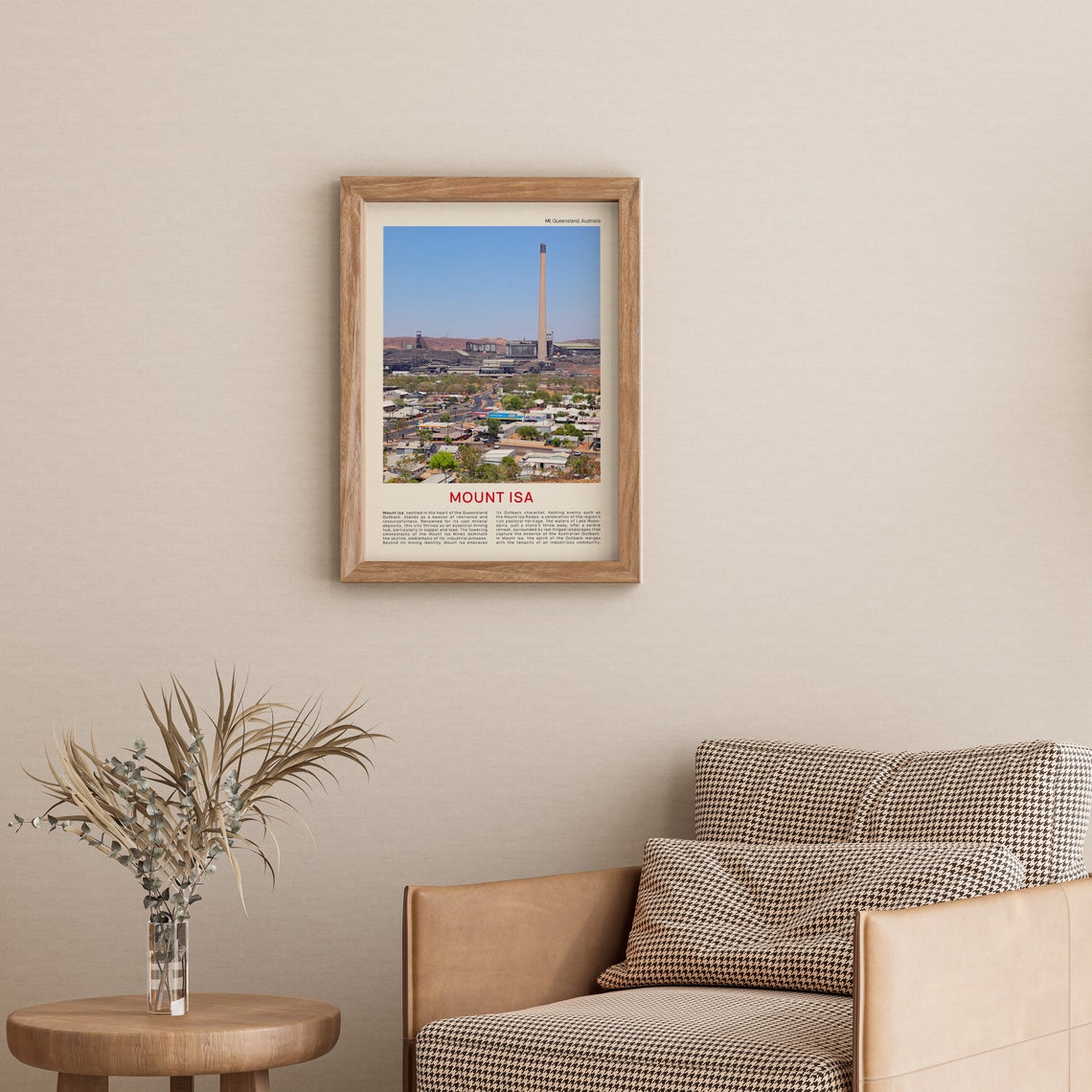Mount Isa Mines Smokestack Over Outback Town Film Travel Poster - Image 3