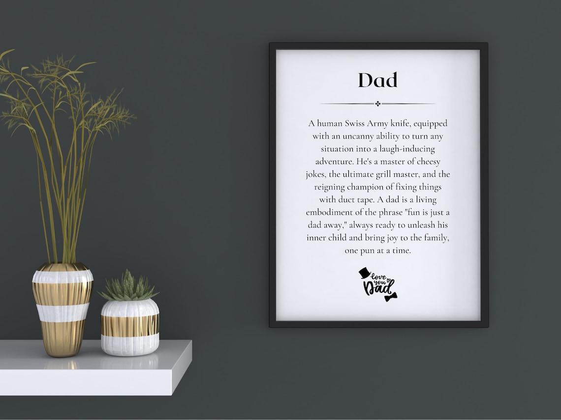 Funny Dad Definition Swiss Army Knife Jokes Typography Print - Image 3
