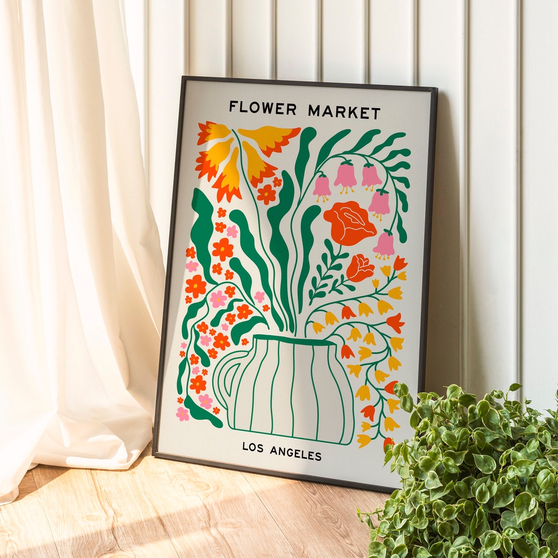 Los Angeles Flower Market Colorful Floral Vase Botanical Art Print - Image 3