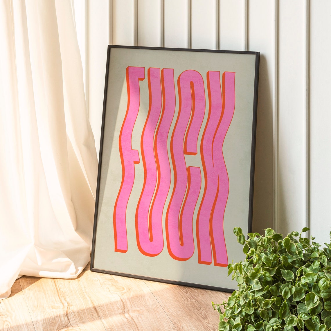 Favorite Word Peach Wavy Edition Pop Typography Poster Art Print - Image 2