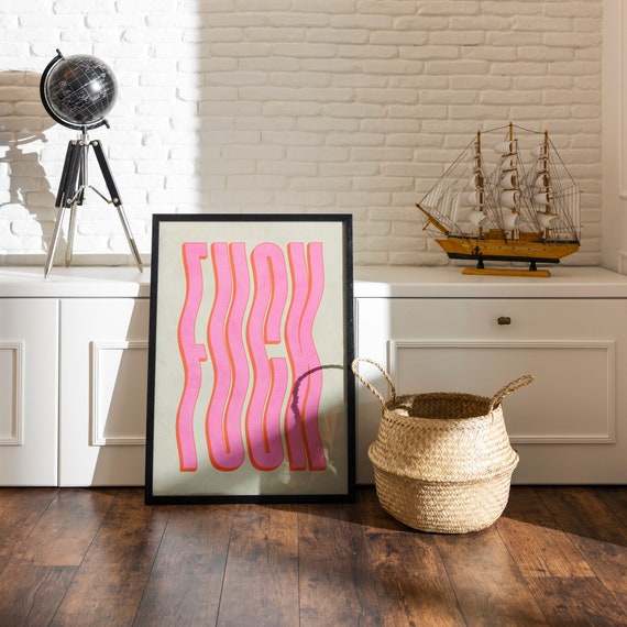 Favorite Word Peach Wavy Edition Pop Typography Poster Art Print