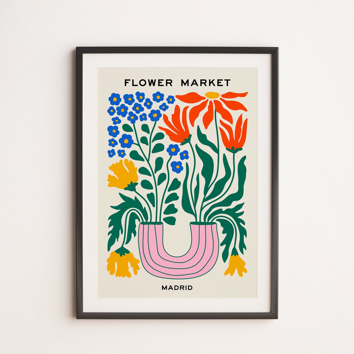 Flower Market Madrid Matisse Style Colorful Floral Art Print