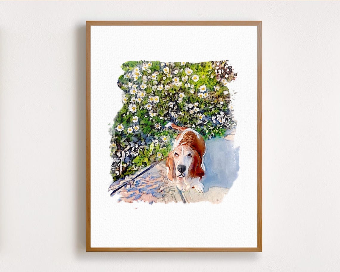 Custom Watercolor Pet Portrait From Photo Personalized Dog Portrait Owner And Pet Painting From Photo Pet Memorial Gift Dog Bereavement - Image 2