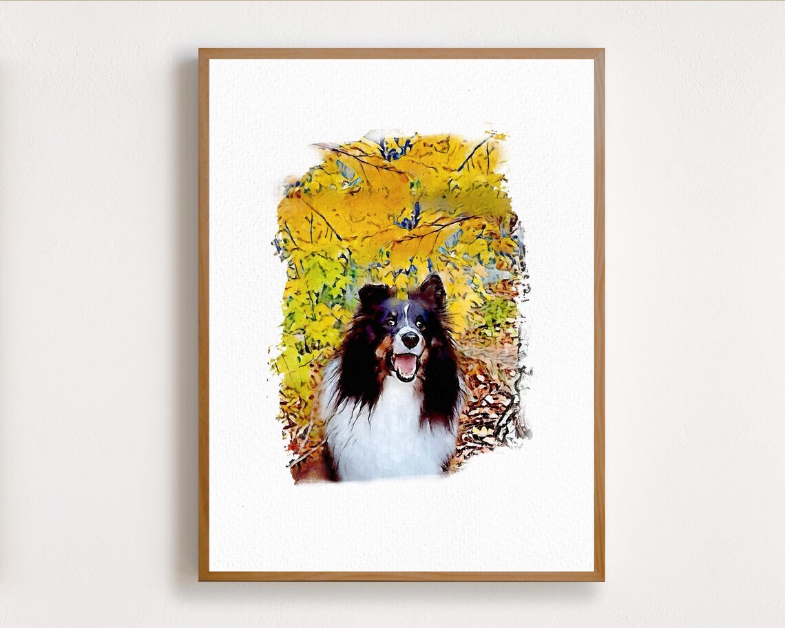 Smiling Man with Golden Dog on the Sandy Beach Watercolor Pet Poster - Image 5