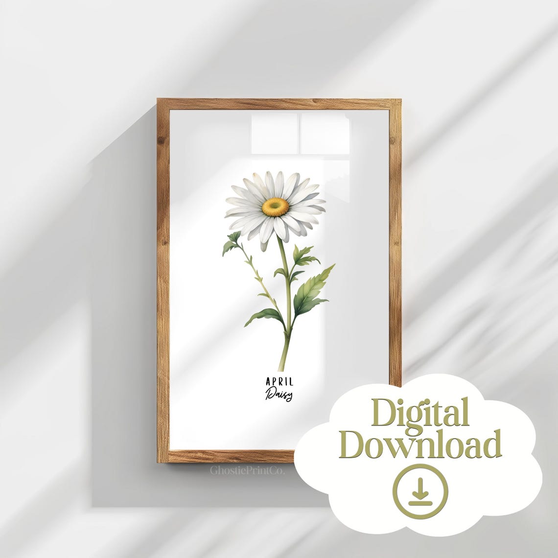 April Daisy Birth Flower Botanical Wall Art Print