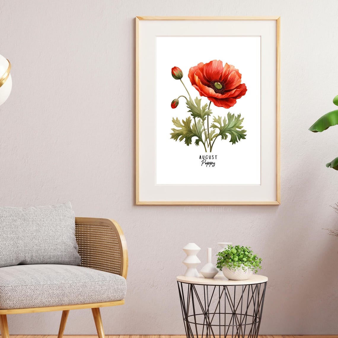 August Poppy Birth Flower Watercolor Art Print - Image 3