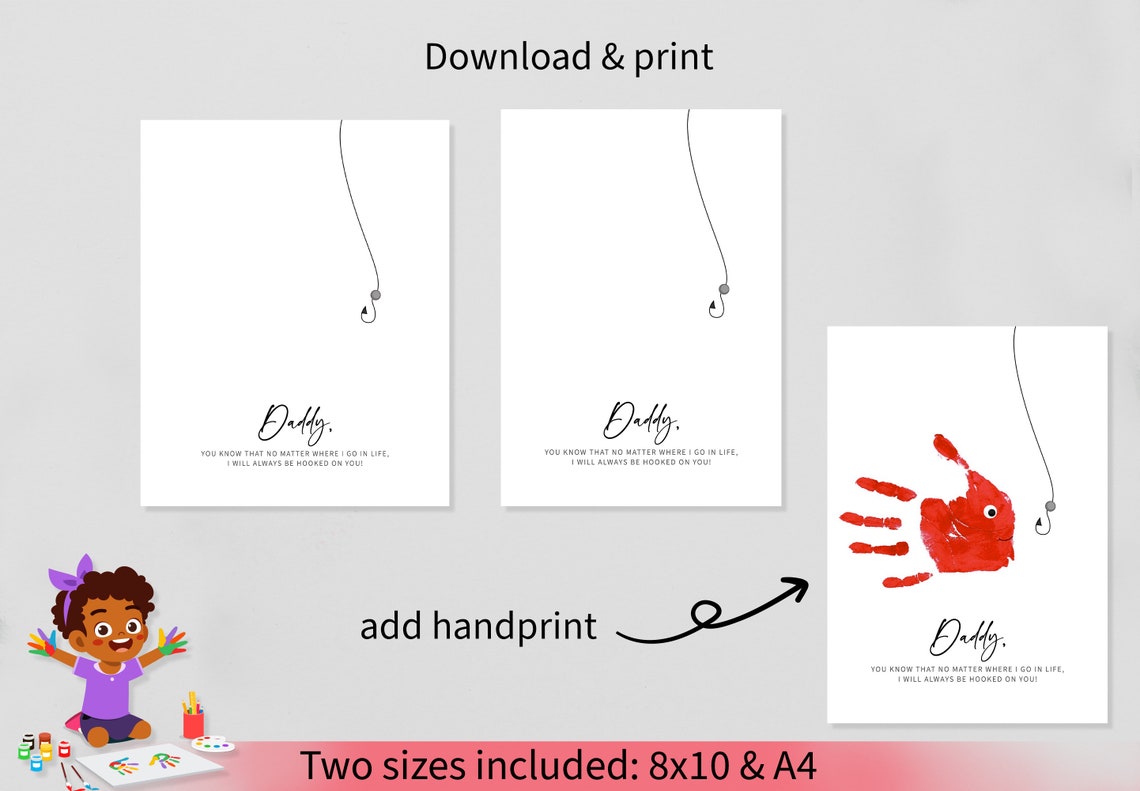 Daddy Hooked On You Handprint Fish Father's Day Craft Poster - Image 4