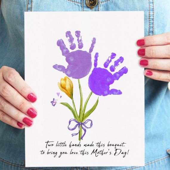 Mother's Day Handprint Bouquet, Kids Keepsake Art Print