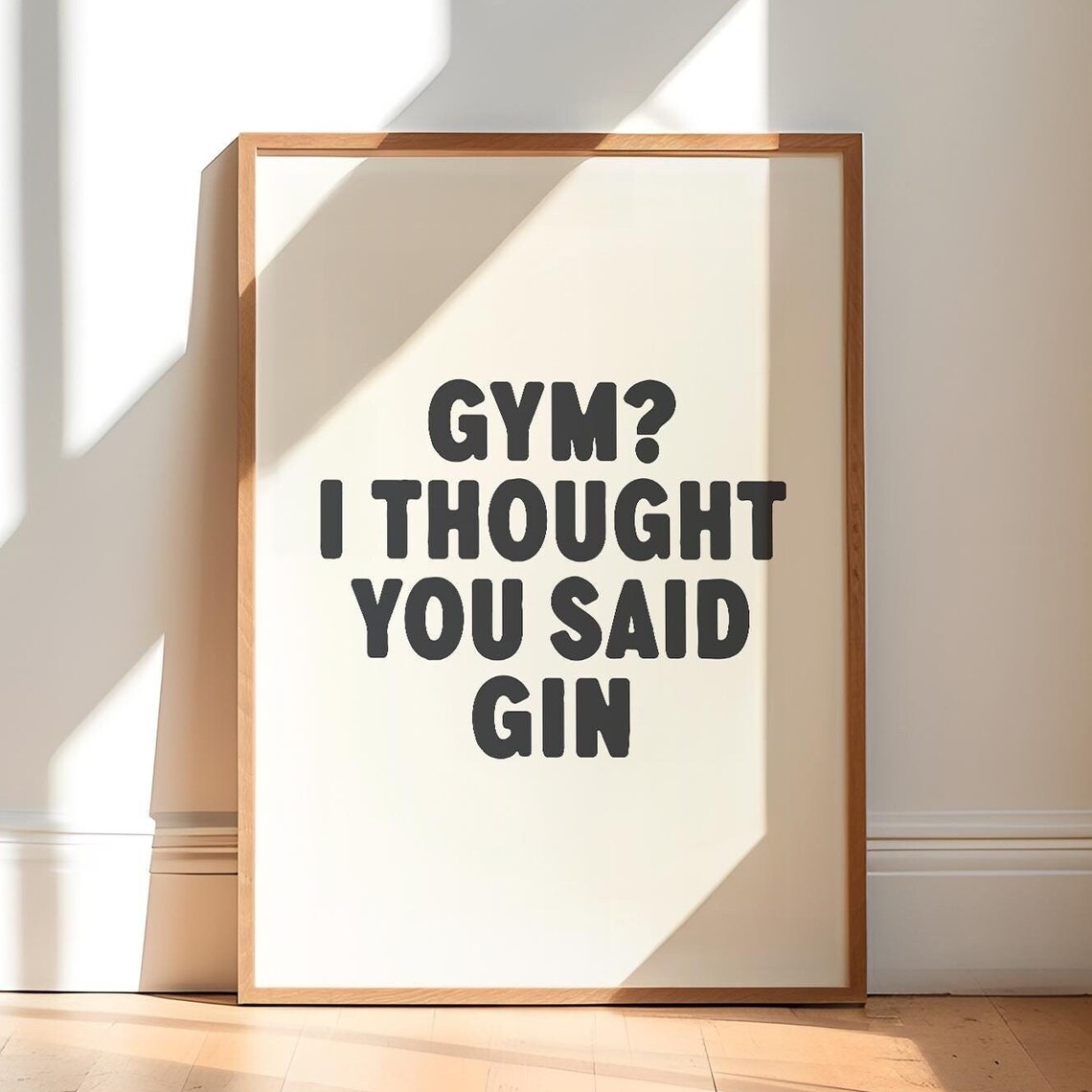 Gym I Thought You Said Gin Funny Fitness Quote Black Typography Poster